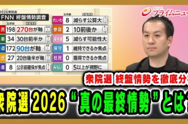 【衆院選 終盤情勢を徹底分析】衆院選2026 “真の最終情勢”とは？ 2026/02/06放送＜前編＞【BSフジ プライムニュース】