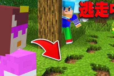 歩いた場所に足跡がつく世界でガチ逃走中！【まいくら / マインクラフト】
