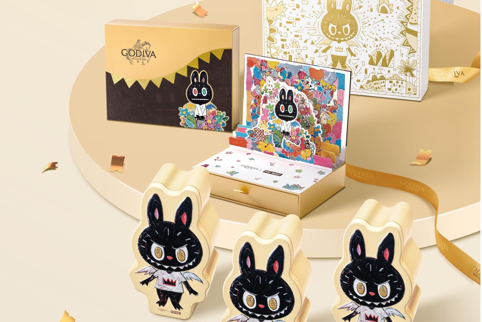 ゴディバ、ポップマート“ラブブ”主役のチョコレートボックス＆ラブブ型ミルクチョコ缶など – ファッションプレス