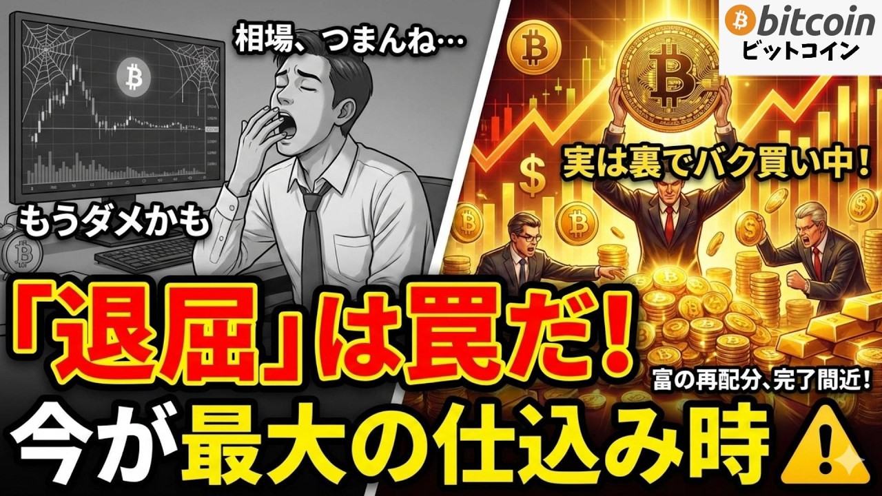 【仮想通貨 ビットコイン】「相場がつまらない」と感じたら要注意!退屈な時間こそが「富の再配分」のフェーズ(朝活2072)
