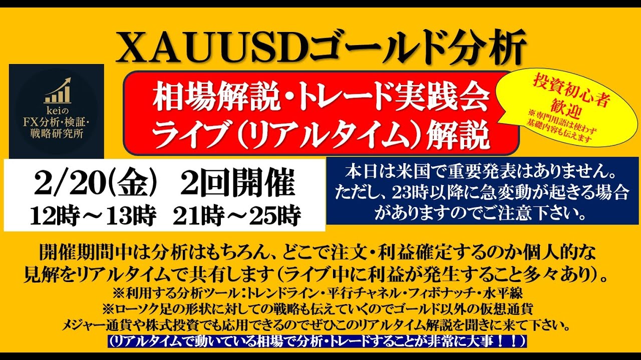 【🚨#XAUUSD 乱高下に注意】#金価格 5000ドル付近から大口投資家/海外ファンドがレンジ形成後の2つのポイントで大量注文確定で大暴れ!!【#ゴールド分析 #FXライブ /トレード】2/20金
