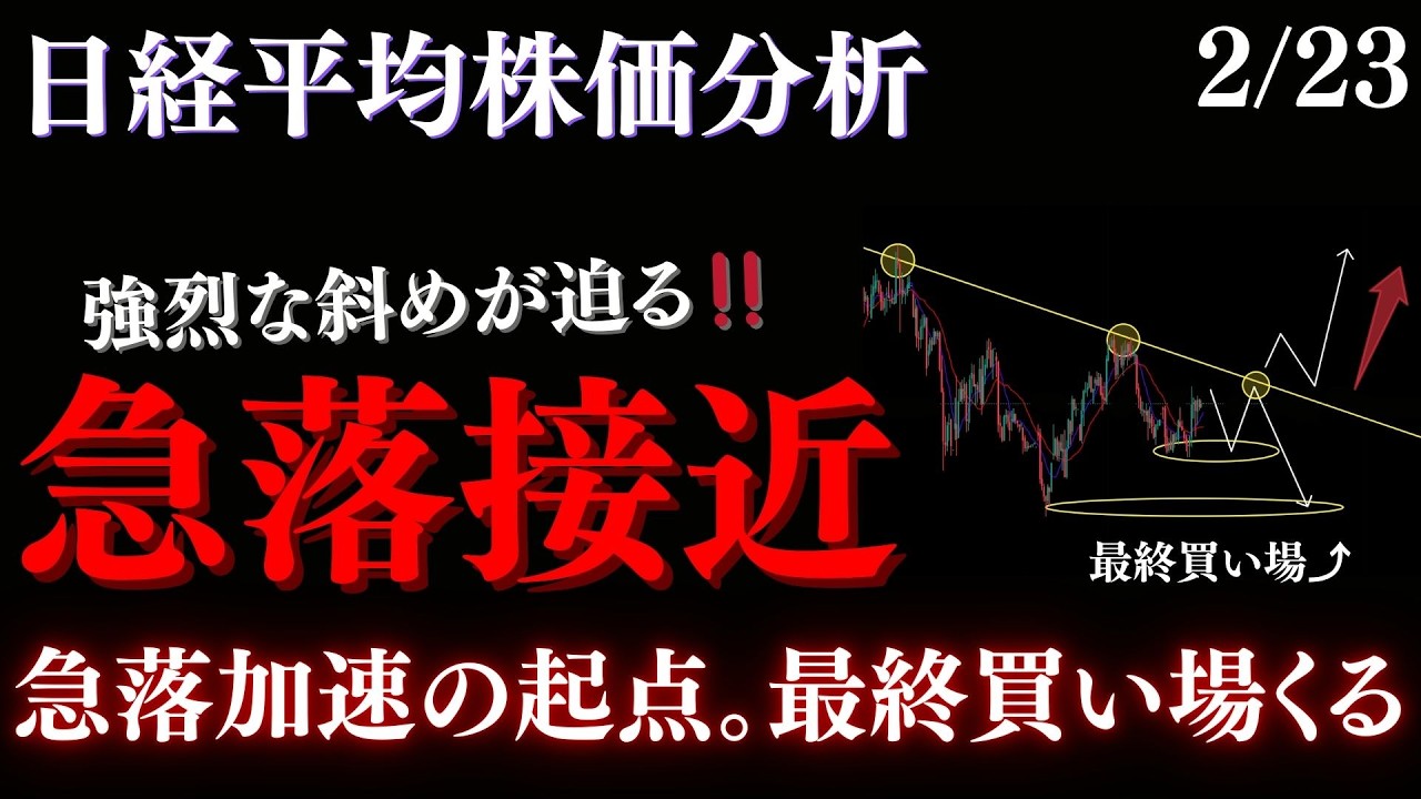 日経平均、必ず叩き落とされる価格。今は下落優勢です。短期上昇後に一気に急落します:RedのNikkei225テクニカル徹底分析