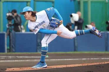 日本ハム紅白戦　白組先発の古林睿煬（撮影・黒川智章）