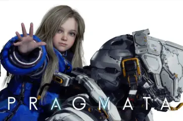 プラグマタのキービジュアル、少女と宇宙服のキャラクター