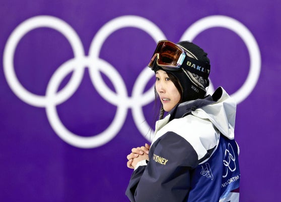 ３回目の演技を終えて目を潤ませる村瀬心椛（９日）＝三浦邦彦撮影