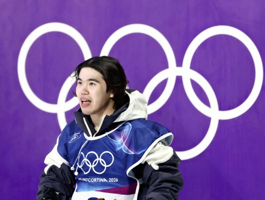 男子ビッグエア決勝を終えた荻原大翔選手（伊リビーニョで）＝三浦邦彦撮影