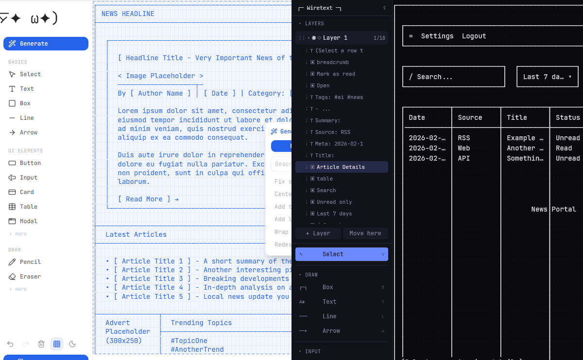 プレーンテキストで出力するワイヤーフレームツール「Mockdown」「Wiretext」が相次いで公開 ——テキスト形式のワイヤーフレームをエージェントに渡し、UIコードの生成を目指す | gihyo.jp プレーンテキストで出力するワイヤーフレームツール「Mockdown」「Wiretext」が相次いで公開 ——テキスト形式のワイヤーフレームをエージェントに渡し、UIコードの生成を目指す | gihyo.jp