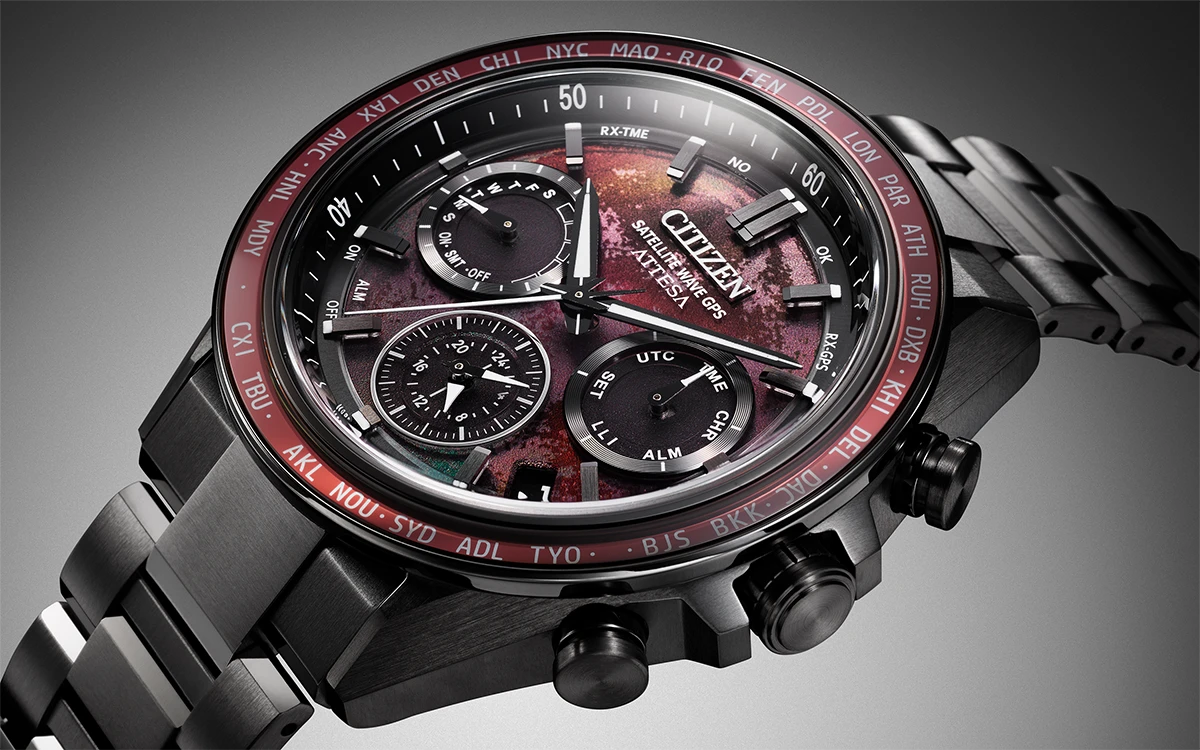 シチズン アテッサ「ACT Line エコ・ドライブGPS衛星電波時計 Shades of Red」Ref.CC4077-71Z