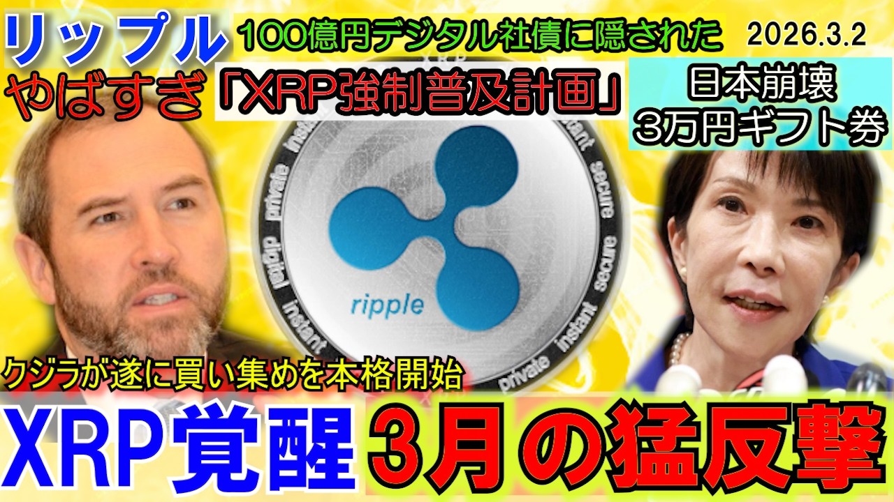 リップル(XRP)3月に爆上げか!クジラの買い集めが本格開始!「XRP強制普及計画」がやばすぎる!さすが北尾社長!円とドルの崩壊は近い