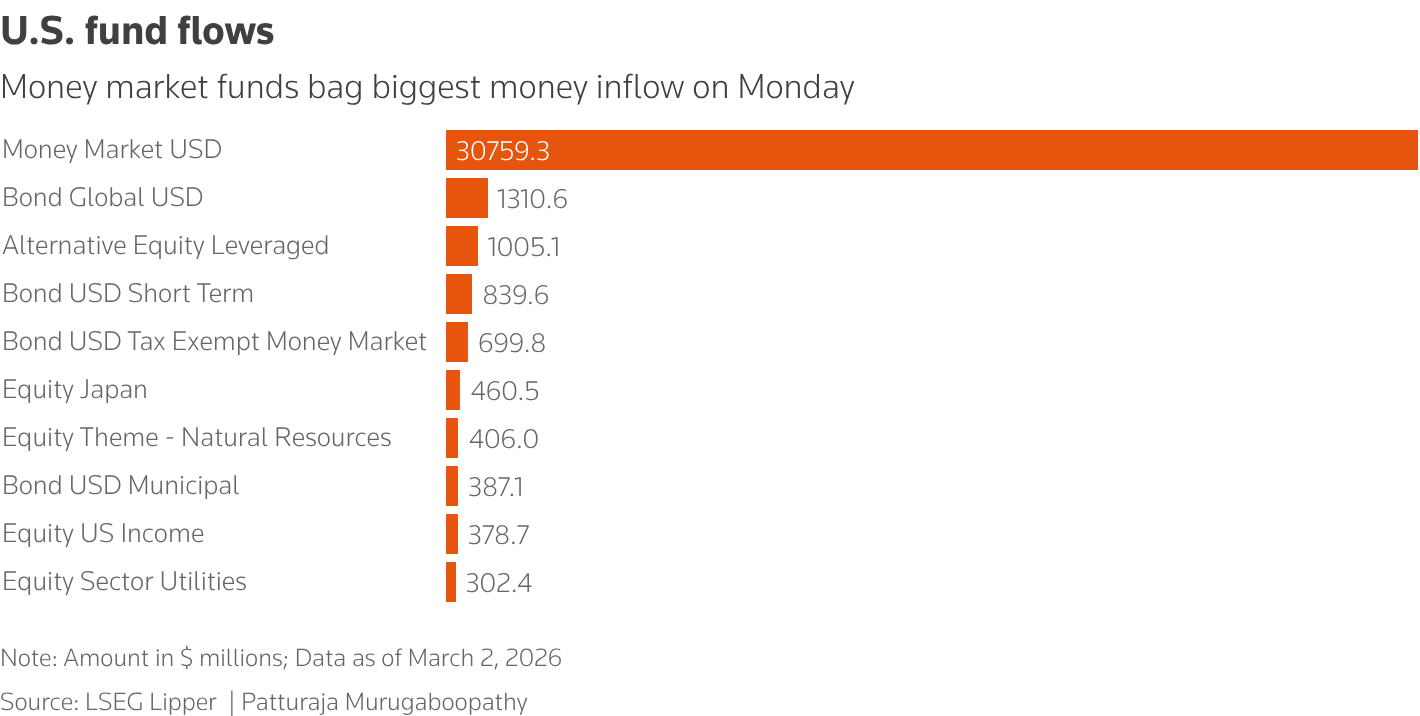 Shows U.S. fund flows