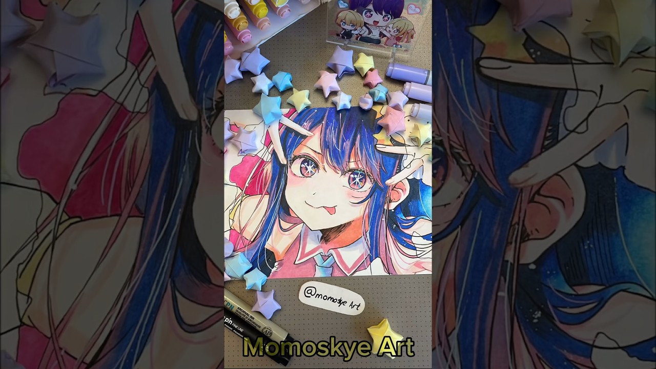 💜Ai Hoshino🩷|| Star Stained Art✨#creativeart #anime #drawing #oshinoko