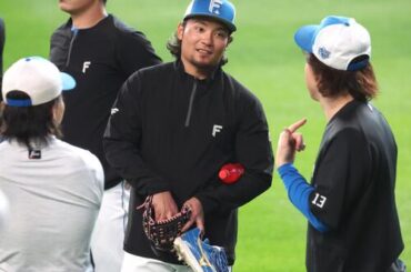 チームに合流した日本ハム伊藤大海（撮影・黒川智章）
