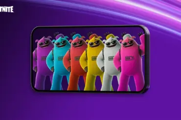 フォートナイトのキャラクターが映るスマートフォン画面