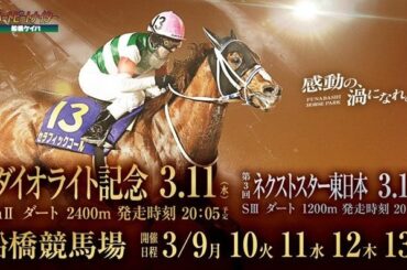 船橋ケイバ 12回開催〔3月9日（月）～3月13日（金）〕は大井競馬と協同開催！「大井×船橋スプリングドリームリレー」ダイオライト記念（JpnII）・ネクストスター東日本（SIII）が開催されます！ | 千葉県競馬組合のプレスリリース