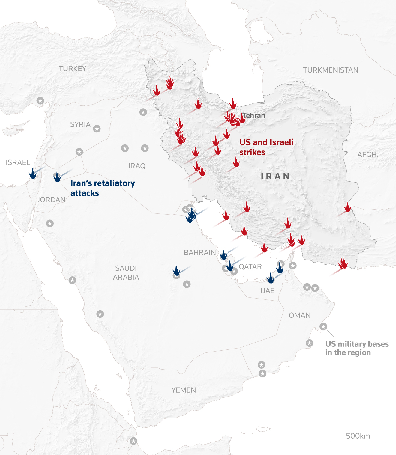 Graphic: A map of attacks and counterattacks