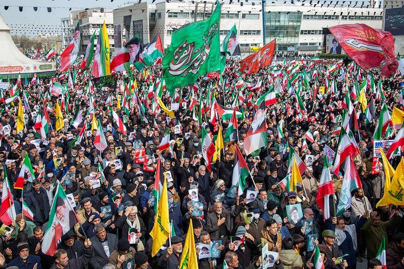 ラマダン（イスラム教の断食月）最終金曜日の3月13日、パレスチナ市民への連帯と支援を表明するイラン市民の集会。