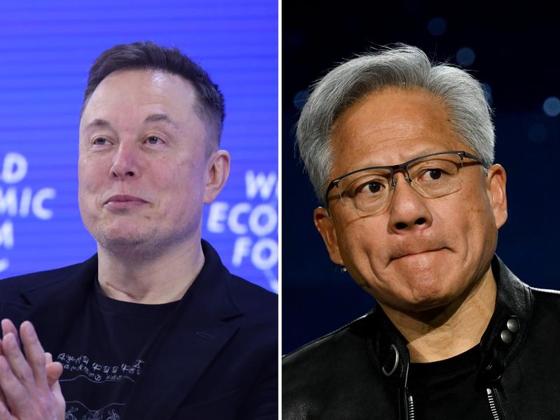 Tesla CEO Elon Musk and Nvidia CEO Jensen Huang.