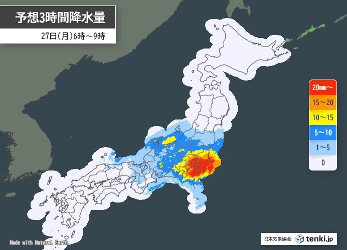 近畿～東北で雨雲発達　関東も通勤・通学の時間帯が雨のピーク　所々で激しい雨