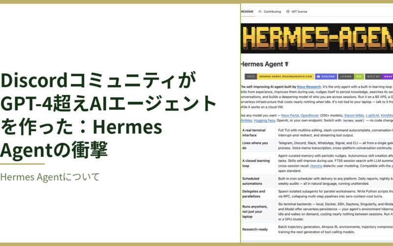 DiscordコミュニティがGPT-4超えAIエージェントを作った：Hermes Agentの衝撃