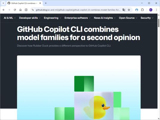 「Claude」の作業を「GPT-5.4」が批判、「GitHub Copilot CLI」に新機能「Rubber Duck」(窓の杜) – Yahoo!ニュース 「Claude」の作業を「GPT-5.4」が批判、「GitHub Copilot CLI」に新機能「Rubber Duck」(窓の杜) - Yahoo!ニュース