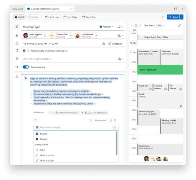 Copilot in Outlook で会議の計画策定を改善