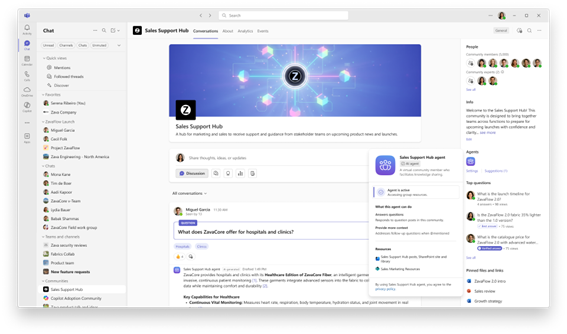 Teams でコミュニティのエージェント機能も利用できるようになりました。