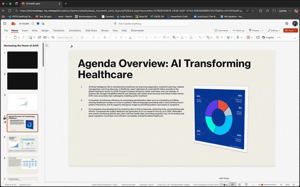 Copilot in PowerPoint 向けの発表者用メモと翻訳