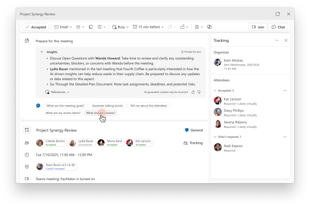 Copilot in Outlook で会議の計画策定を改善