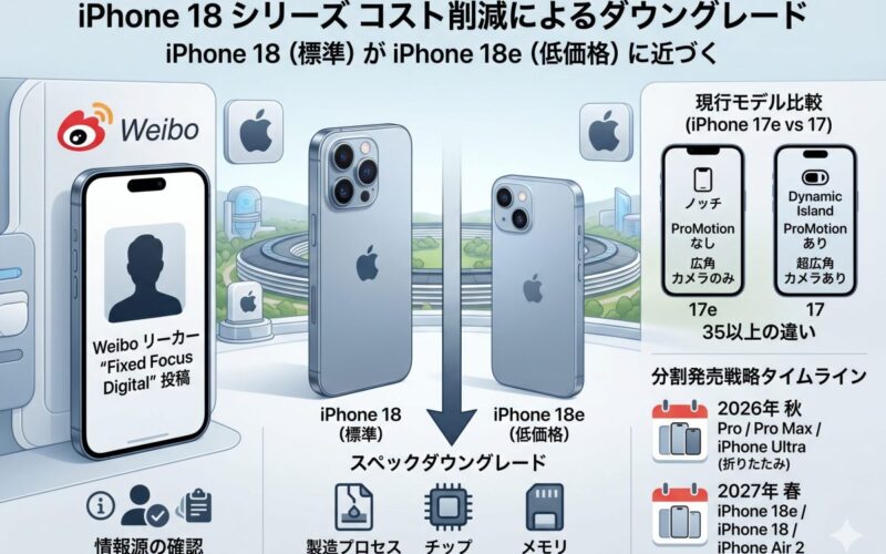 iPhone 18のスペック、コスト削減で「e」が付く低価格モデルと同等になっちゃうかも