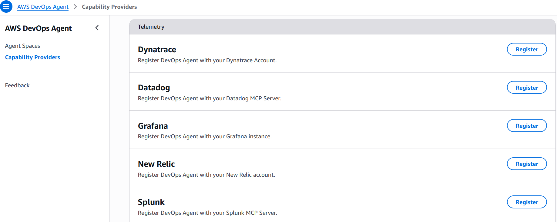 Fig 5 – AWS DevOps Agent Telemetry integrations