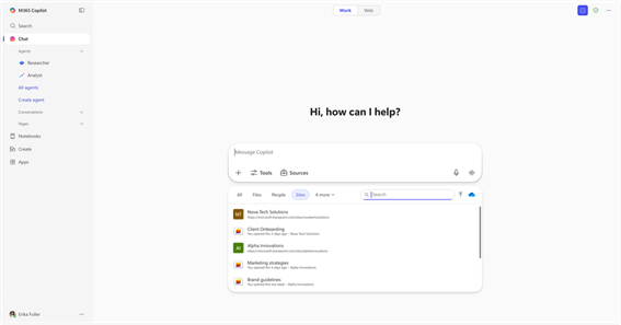 SharePoint のリストやサイトを Copilot プロンプトの参照先として指定できるようになりました。