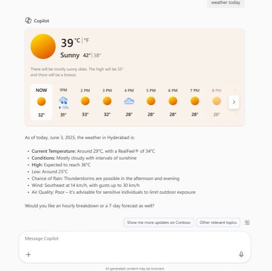Copilot Chat の新規モデル、カレンダー検索、Bing Web カード