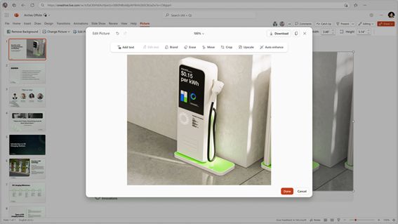 Enlarge Image A PowerPoint presentation with an image being edited.