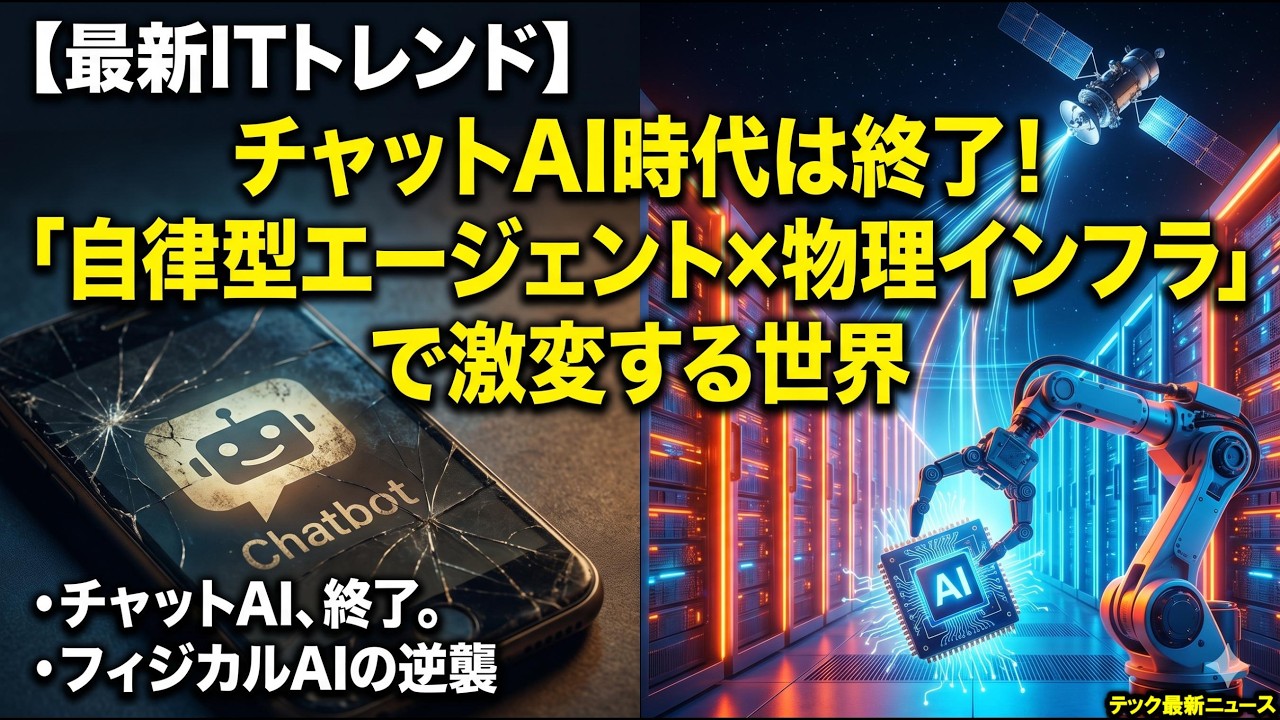 【パラダイムシフト】チャットAI時代は終了！「自律型エージェント×物理インフラ」で激変する世界のITトレンド完全解説！