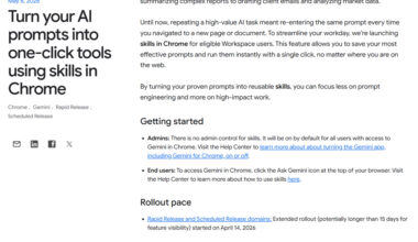 ニュース ChromeにGeminiへの指示をワンクリックで登録する新機能「Skills」 - AI Watch