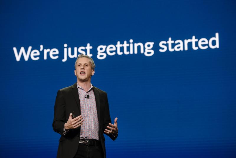Box CEO Aaron Levie on stage.