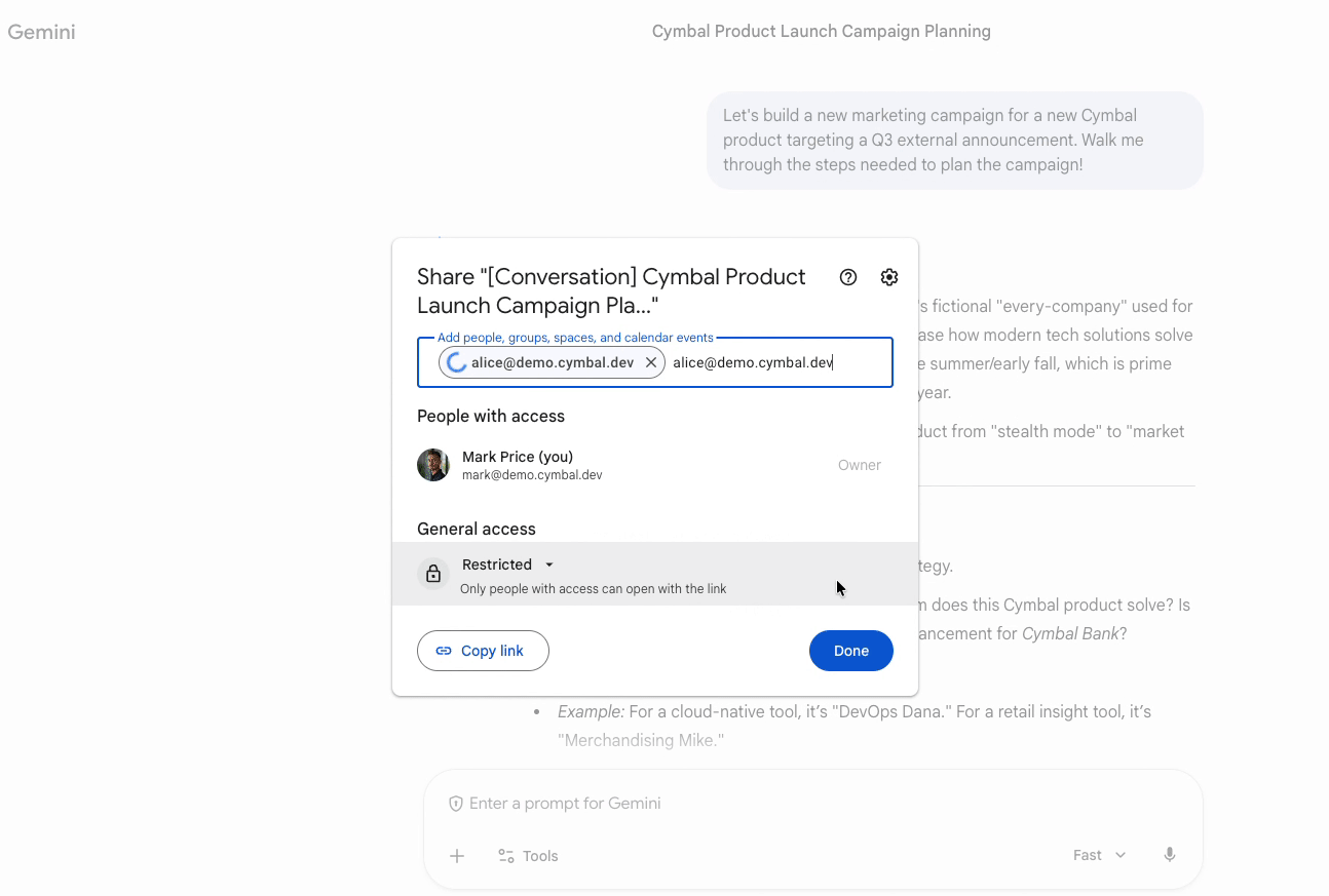 「Google Workspace」でGeminiの生成物やチャット内容を安全に共有可能に - 窓の杜