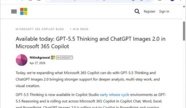 「Microsoft 365 Copilot」に「GPT‑5.5 Thinking」「ChatGPT Images 2.0」が導入（窓の杜）