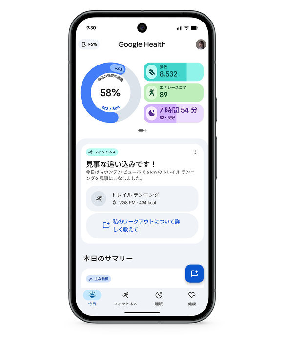 Gemini搭載で月額1500円のパーソナルAI健康アドバイザー「Google Health コーチ」発表　FitbitやPixel Watchで個々人に最適なインサイトを提供（ITmedia PC USER）