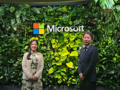 Polimill株式会社 代表取締役 谷口野乃花、日本マイクロソフト株式会社 常務執行役員 パブリックセクター事業本部長 木村 靖