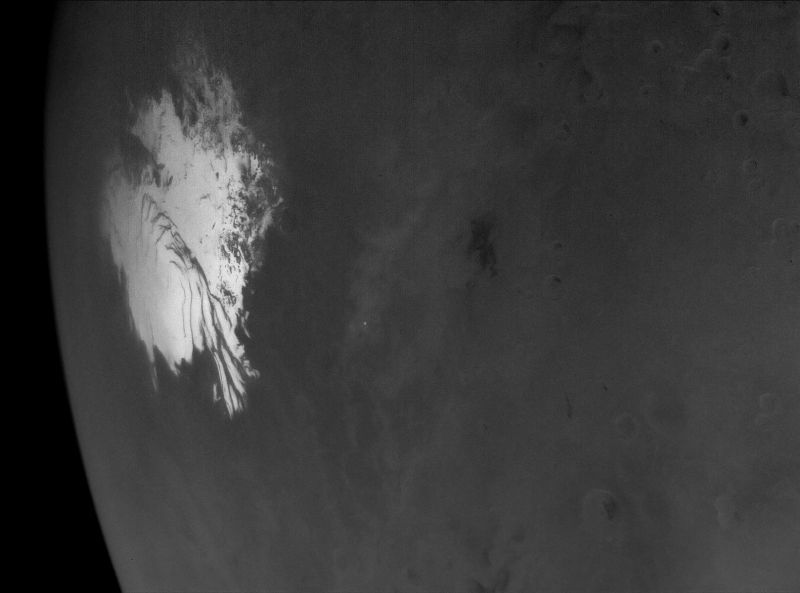 火星の南極冠を捉えたサイキの高解像度画像/NASA/JPL-Caltech/ASU