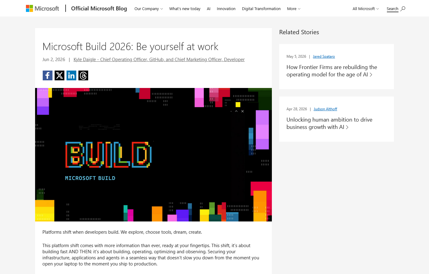 Microsoft Build 2026、AIエージェント開発向けにMicrosoft IQ、MAIモデル、MXCなどを発表 ——Coreutils for WindowsやIntelligent Terminalも
