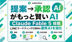 サブスクライン、LINE運用の分析・提案・自動化を支援する「AIエージェント」に Claude Fable 5 を追加 ― LINEマーケティングCRMの運用AIがさらに賢く