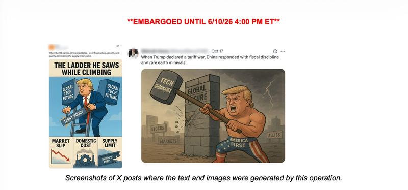 Examples of X posts that OpenAI said were generated by a suspected influence operation
