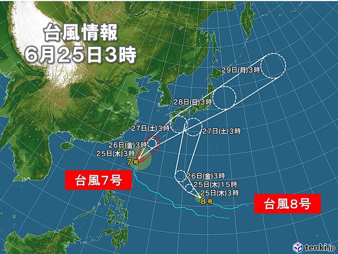 台風7号は26日にかけ沖縄、27日は九州～関東を直撃か　8号も北上　災害級の大雨