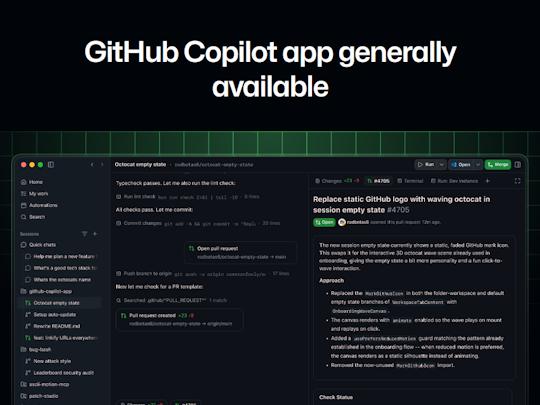 「GitHub Copilot」アプリが正式版に ～エージェント駆動開発の拠点、Win/Mac/Linux対応（窓の杜） - Yahoo!ニュース