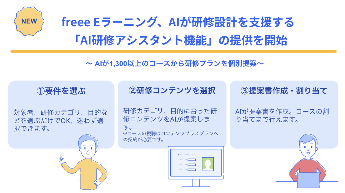 freee Eラーニング、AIが研修設計を⽀援する「AI研修アシスタント機能」の提供を開始 | Digital PR Platform