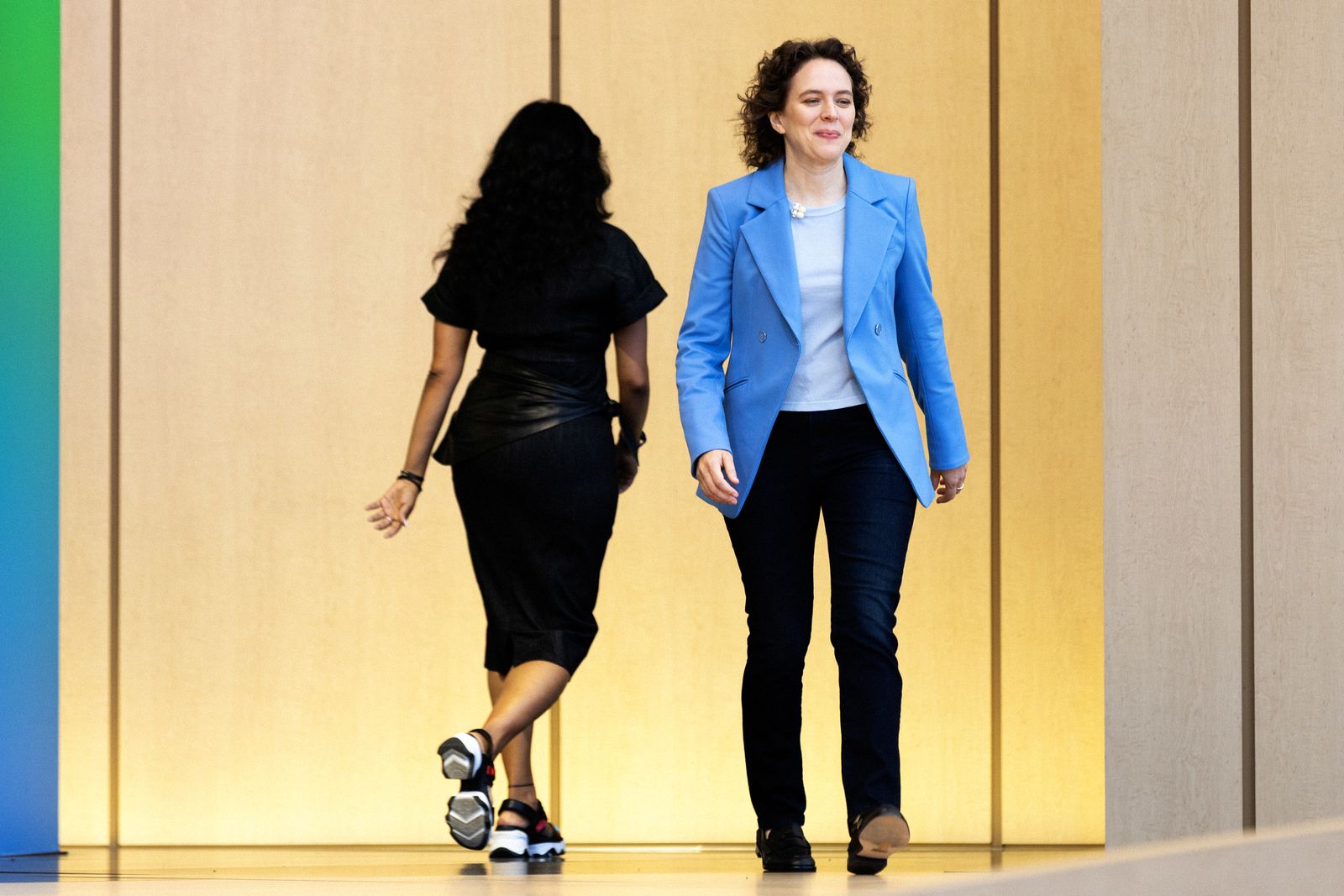 MOUNTAIN VIEW CALIFORNIA MAY 19 Google Vice President of Search Liz Reid walks on stage during the keynote address at...