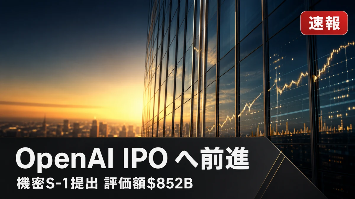 OpenAI IPO - OpenAI IPO へ前進、機密S-1をSECに提出し評価額8,520億ドル