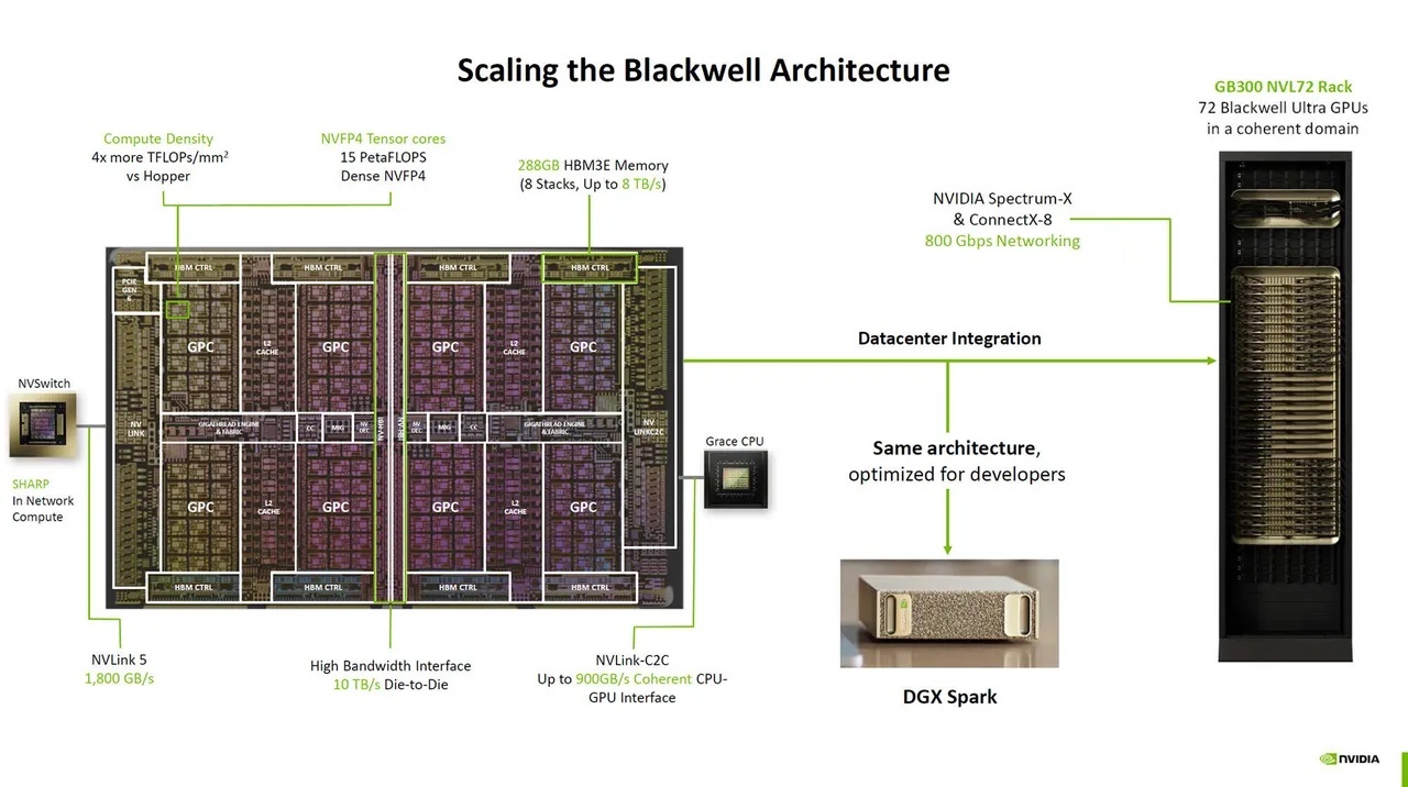 「Blackwell」アーキテクチャーのスケーリングの仕組み（提供：NVIDIA）